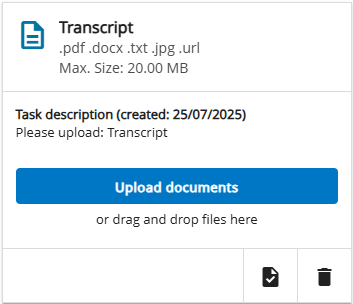 A document placeholder with a current task
