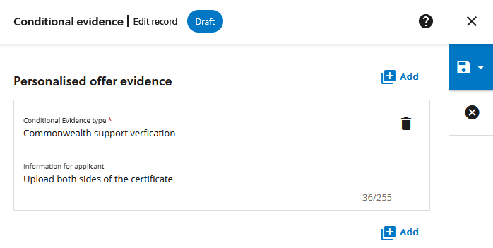 Clearance check and information for personalised offer evidence