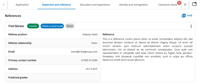 Screenshot a reference on the statement and reference tab