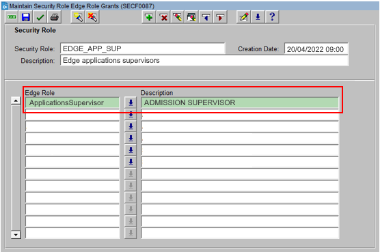 Security role for EDGE_APP_SUP with applications supervisor edge group assigned