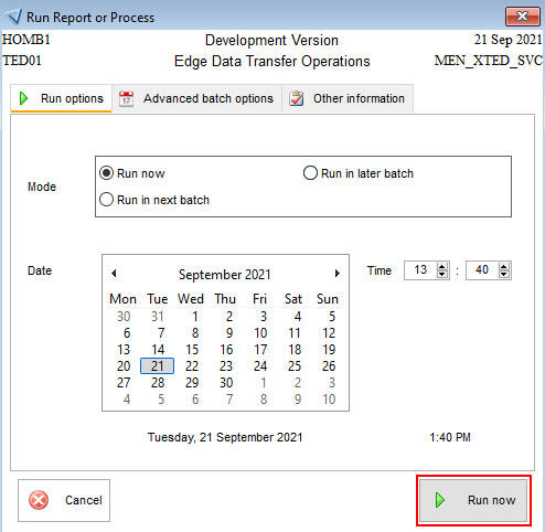 Image showing application batch creation schedule and options in SITS.