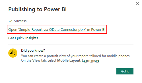 Power BI publish report