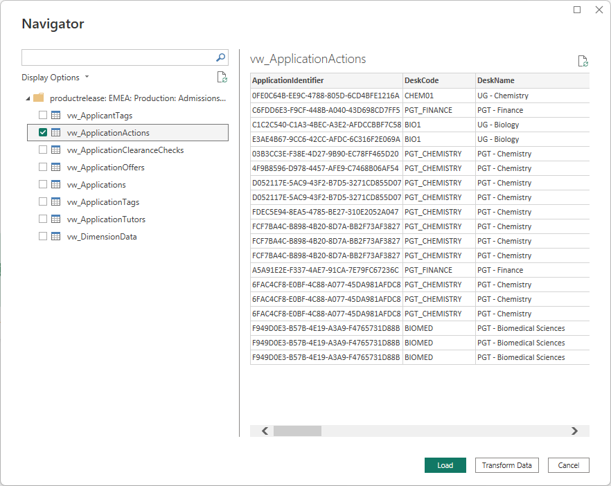 OData connector selected data