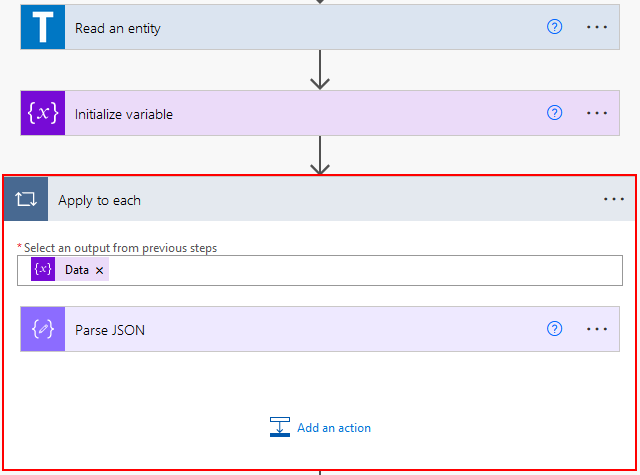 Parse JSON step with the retrieved data being transformed for use in Excel