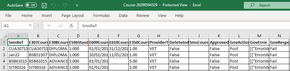 Downloaded records in Excel