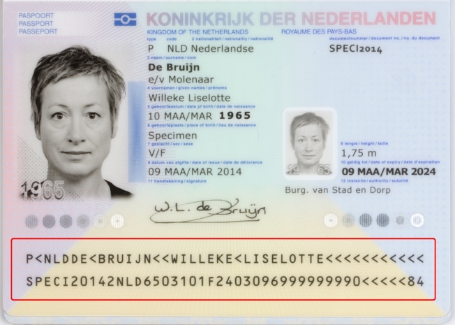 passport highlighting the machine-readable zone