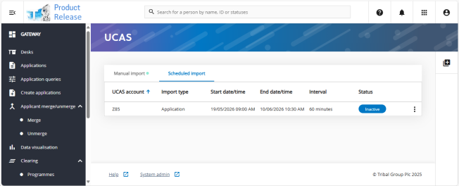 Image showing a scheduled import