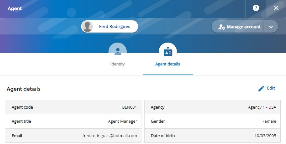 Images showing the agent details