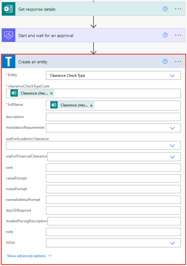 Create an entity trigger for the entity clearance check type, with clearance check type code and full name populated