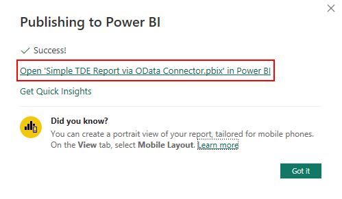 Power BI publish report